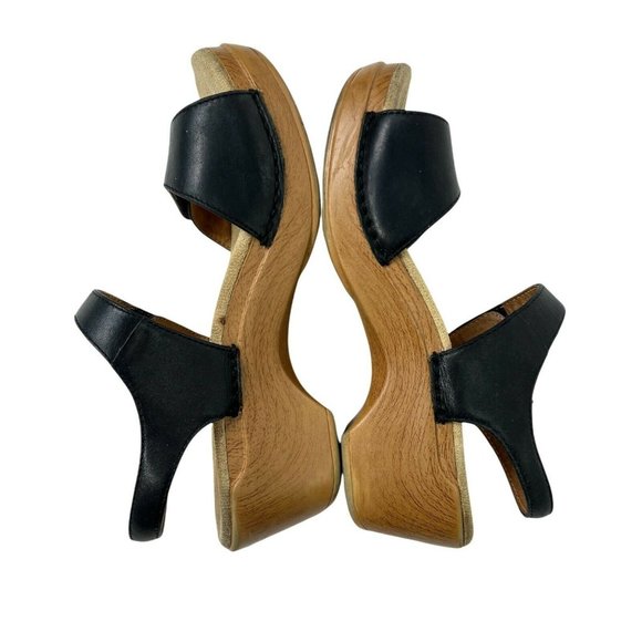 Dansko Black Tooled Leather Open Toe Ankle Strap Studded Block Heel Sandal Sz 37 - Picture 3 of 9